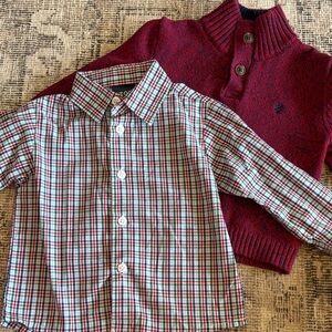Izod Kids Plaid Button-Down Shirt and Burgundy Sweater